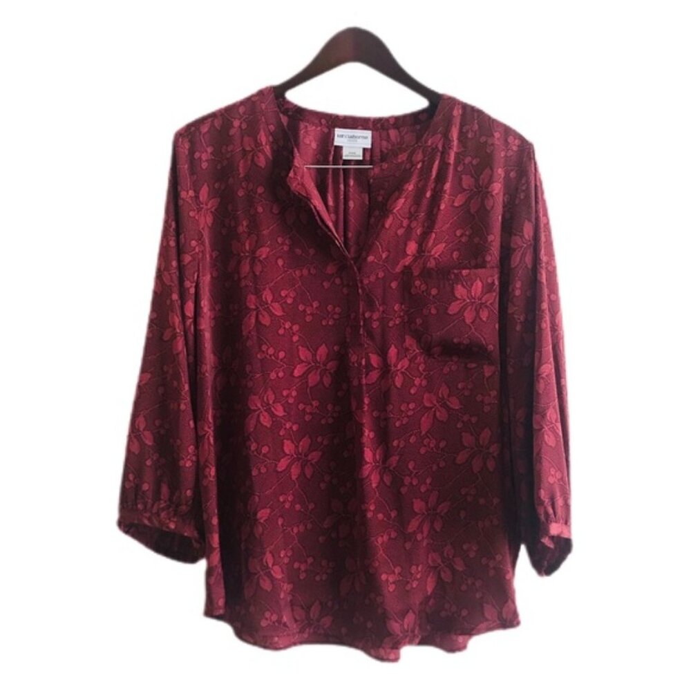 Liz Claiborne Burgundy Floral Blouse